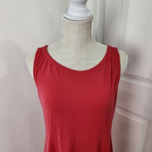 Eileen Fisher Dress Womens XS Pink Midi Jersey Knit Keyhole Minimalist Vacation - Picture 2 of 12